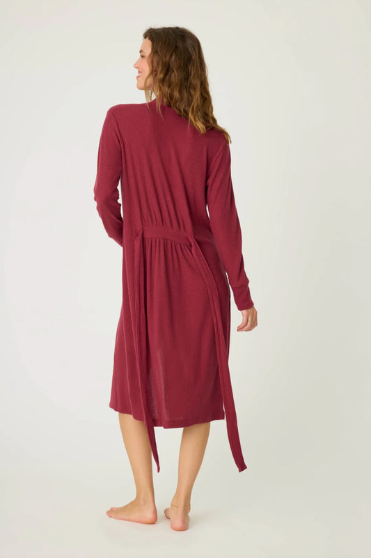 Textured essentials robe - port