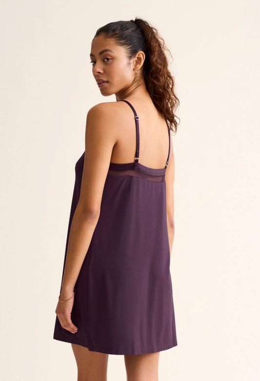 Tuxedo slip chemise - vino