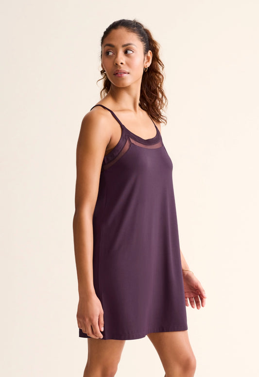 Tuxedo slip chemise - vino